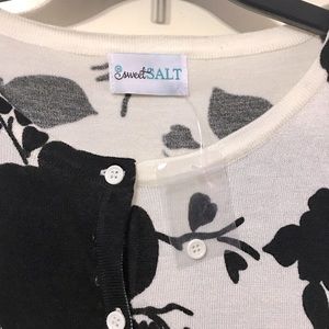 Black and white floral cardigan